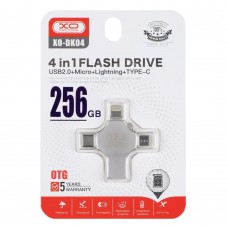 USB флеш-накопичувач XO DK04 USB2.0 4 in 1 256GB Сталевий