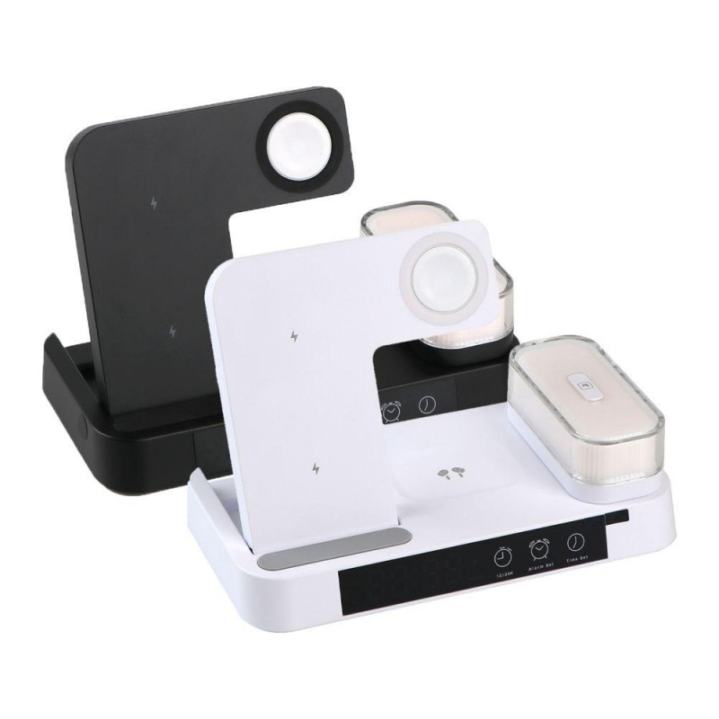 Бездротовий Зарядний Пристрій JJT-S37 5in1+Lamp/Alarm Clock 30W S version Чорний