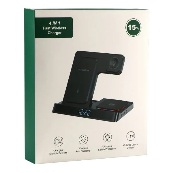 Бездротовий Зарядний Пристрій H32 4in1 15W IP version М'ята упаковка Чорний