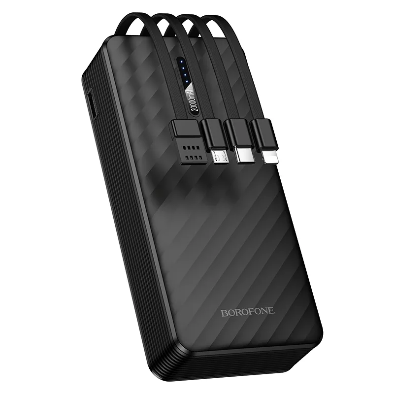 Універсальна Мобільна Батарея Power Bank Borofone BJ84A Smooth with four cables 20000mAh Чорний