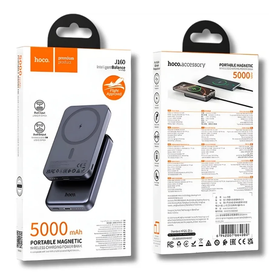 Універсальна Мобільна Батарея Power Bank Hoco J160 Original wireless magnetic 5000mAh Сірий