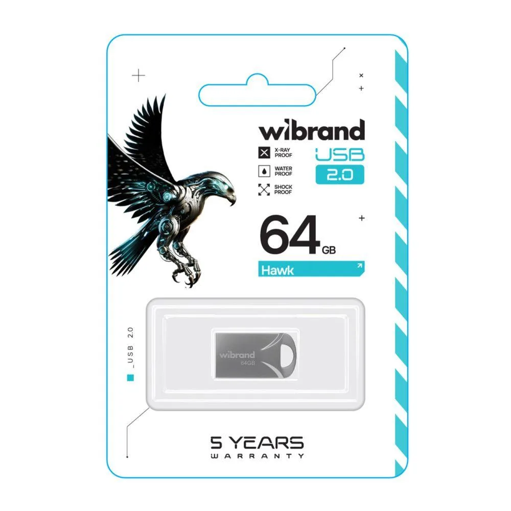 USB флеш-накопичувач Wibrand 64gb Hawk Чорний