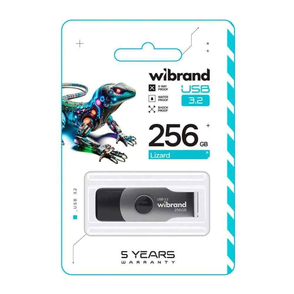 USB флеш-накопичувач 3.2 Wibrand 256gb Lizard Gen1 Чорний