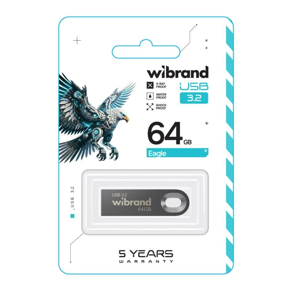 USB флеш-накопичувач 3.2 Wibrand 64gb Eagle Gen1 Сірий