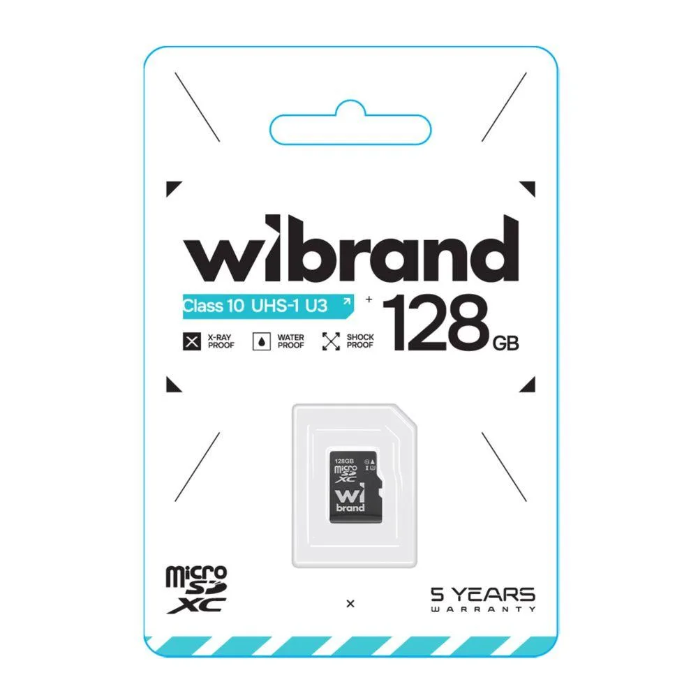 Карта Пам'яті Wibrand MicroSDHC 128gb UHS-1 U3 10 Class Чорний