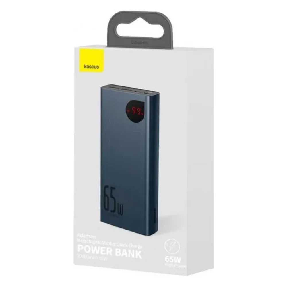 Універсальна Мобільна Батарея Power Bank Baseus Adaman Metal 65W 20000 mAh Cable USB to Type-C 3A 0.3