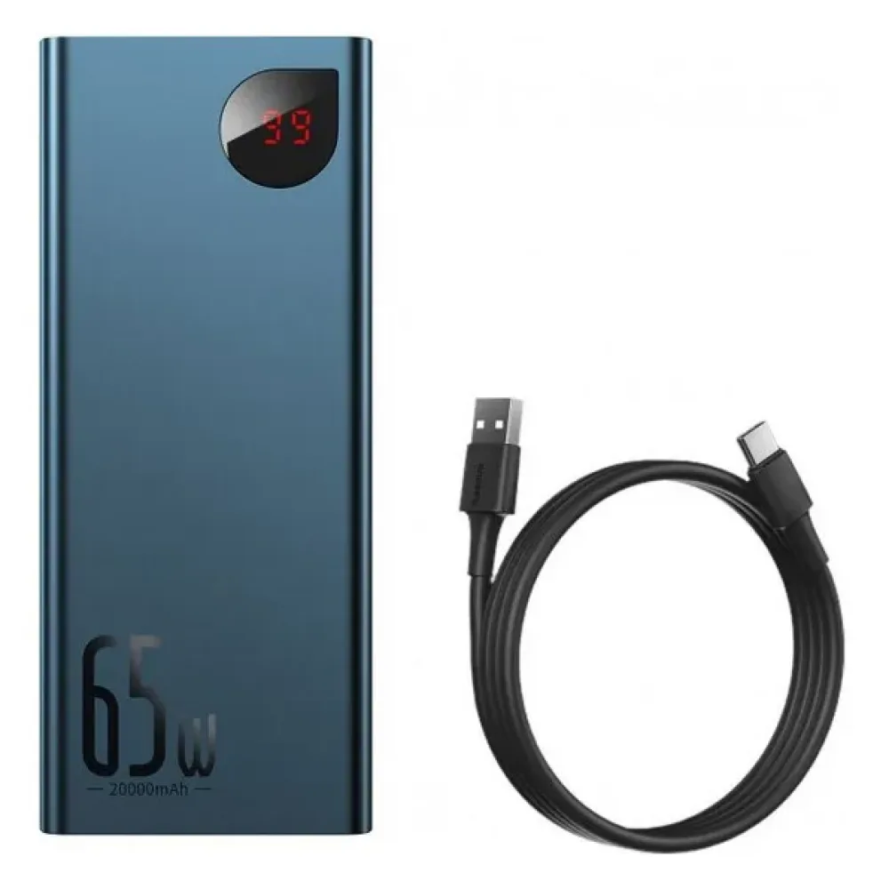 Універсальна Мобільна Батарея Power Bank Baseus Adaman Metal 65W 20000 mAh Cable USB to Type-C 3A 0.3