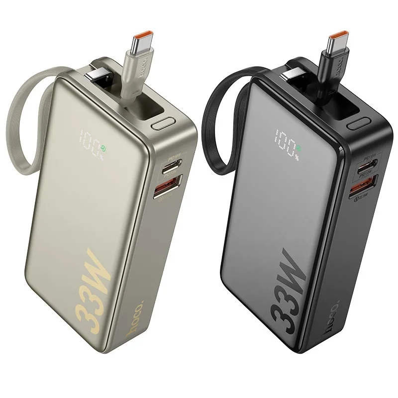 Універсальна Мобільна Батарея Power Bank Hoco Q27A Jewel 33W with cable 10000mAh Титанове золото