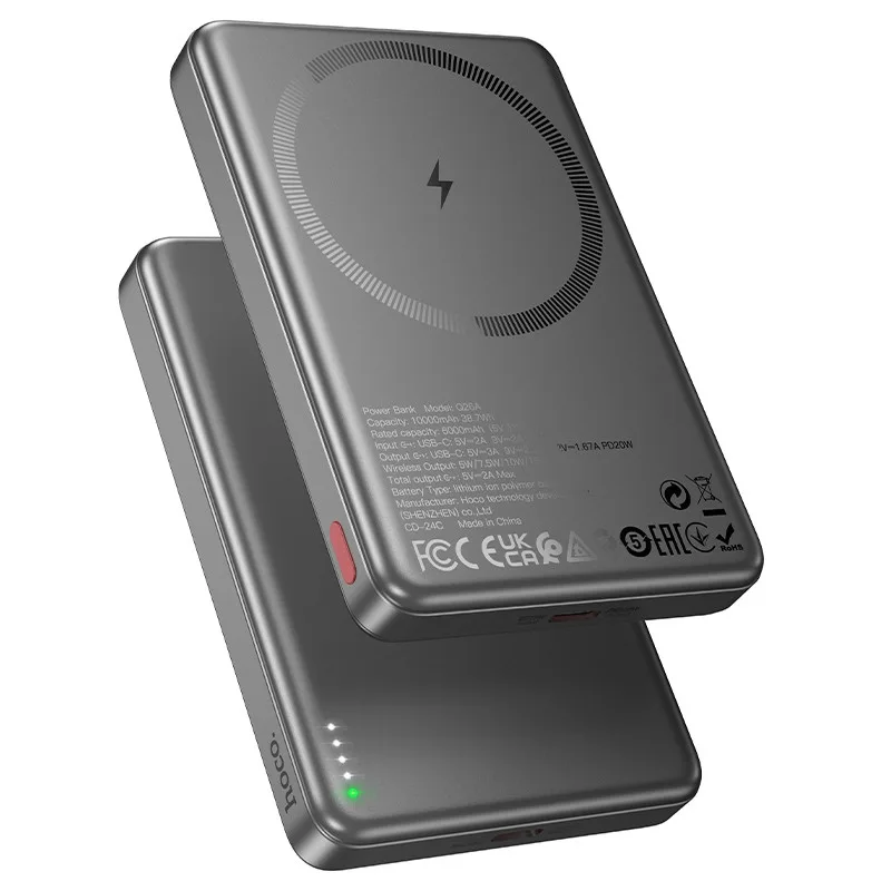 Універсальна Мобільна Батарея Power Bank Hoco Q26A Joy PD20W magnetic fast charging 10000mAh Металевий сірий