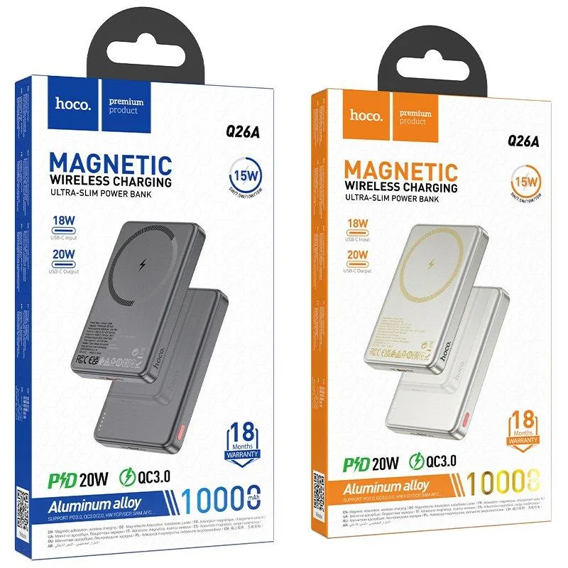 Універсальна Мобільна Батарея Power Bank Hoco Q26A Joy PD20W magnetic fast charging 10000mAh Титанове золото