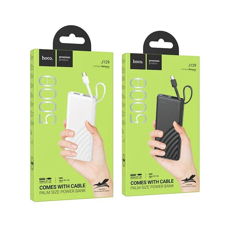 Універсальна Мобільна Батарея Power Bank Hoco J129 Nature with cable(USB-C) 5000mAh Чорний