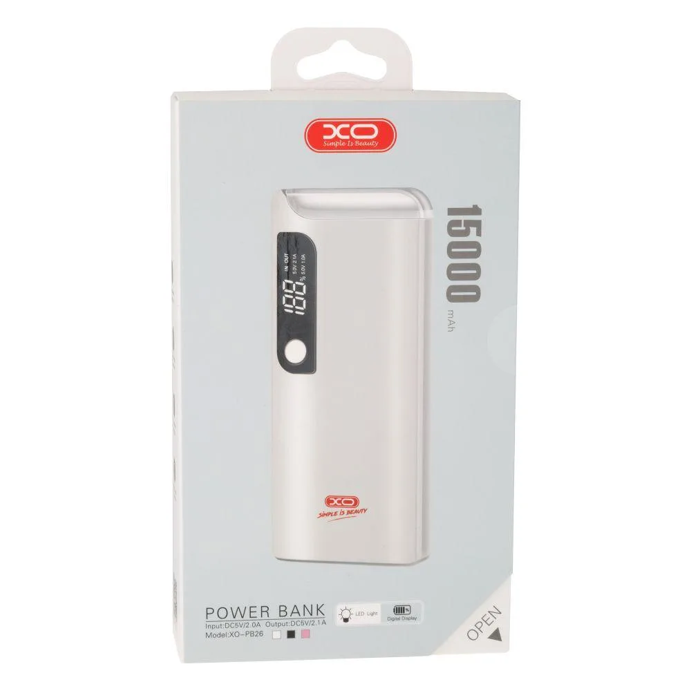 Універсальна Мобільна Батарея Power Bank XO PB26 15000 mAh Колір Чорний