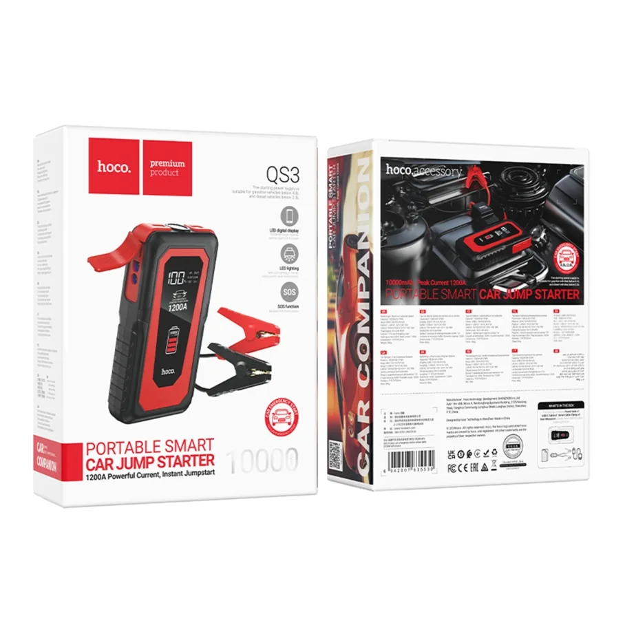 Універсальна Мобільна Батарея Hoco QS3 Jump Starter/Power Bank(10000mAh) 37Wh Чорний