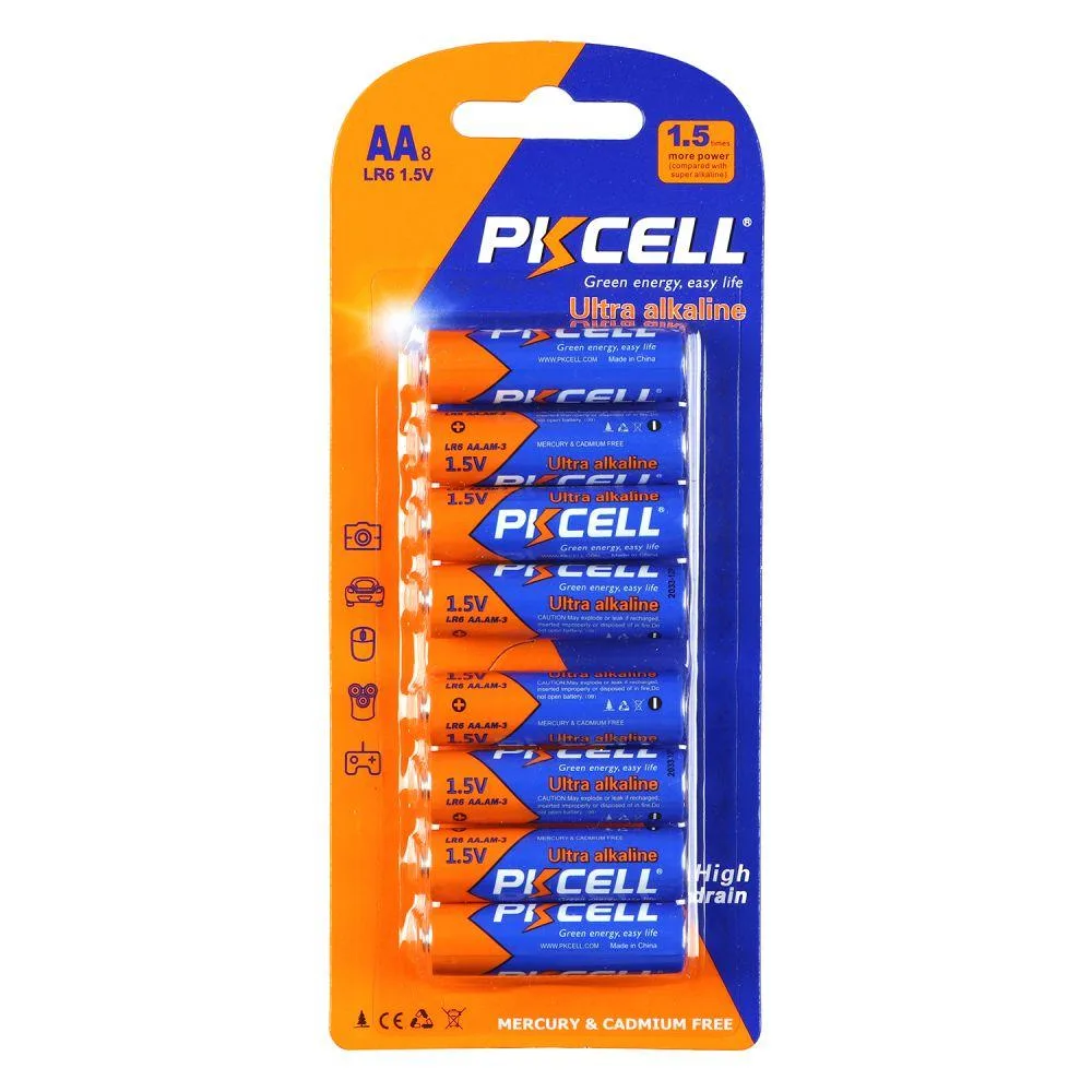Батарейки PKCELL 1.5V AA/LR6, 8 шт. блістер Характеристики АА