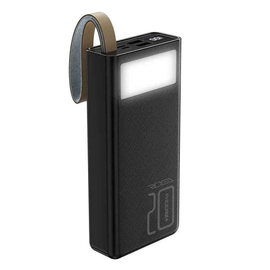 Універсальна Мобільна Батарея Power Bank Ridea RP-D20L+ Phoenix20+ PD/QC 3.0 20W digital display + lamp 20000 mAh Чорний
