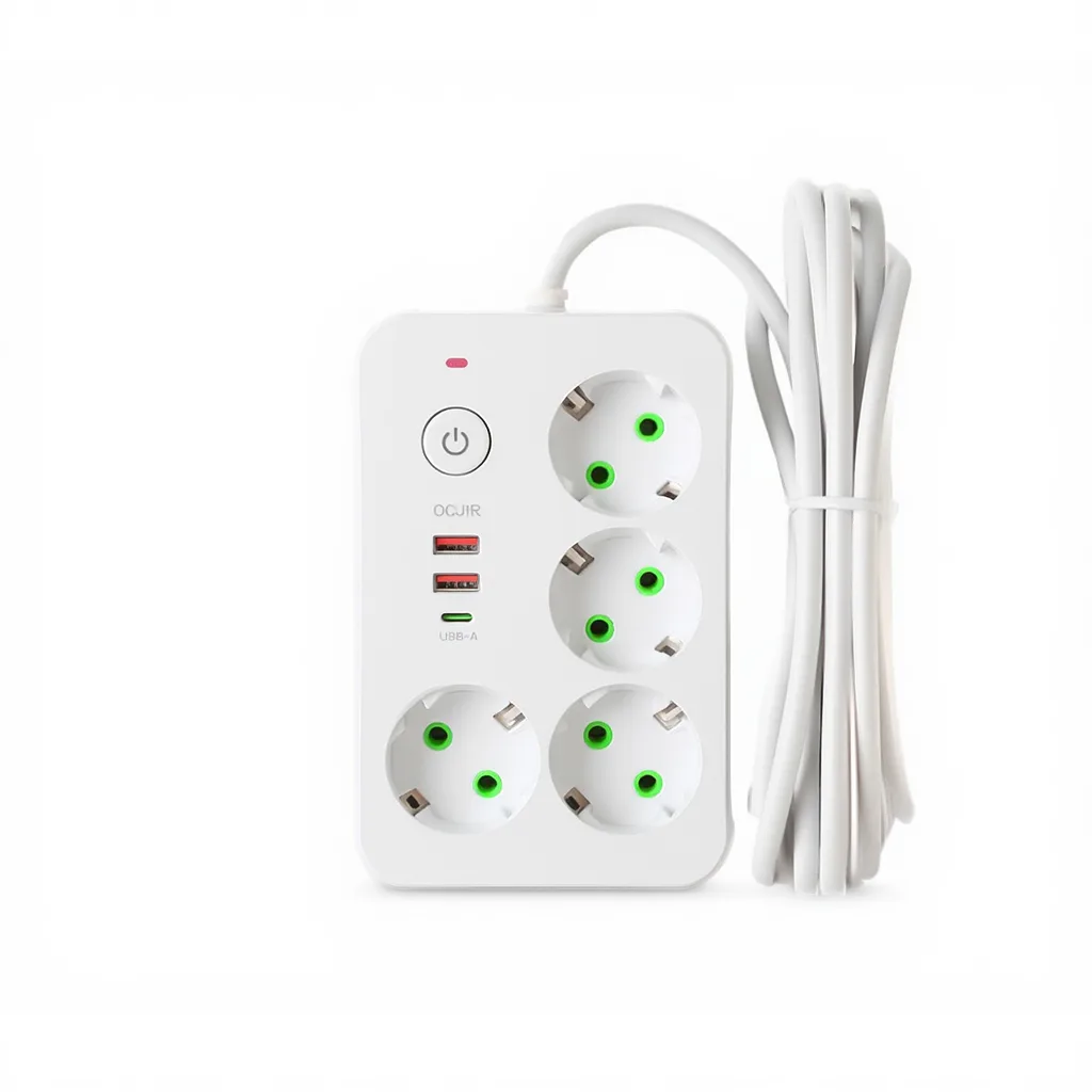 Мережевий фільтр-подовжувач 4 розетки 2xUSB-A 1xUSB-C 5м білий HP-5-47