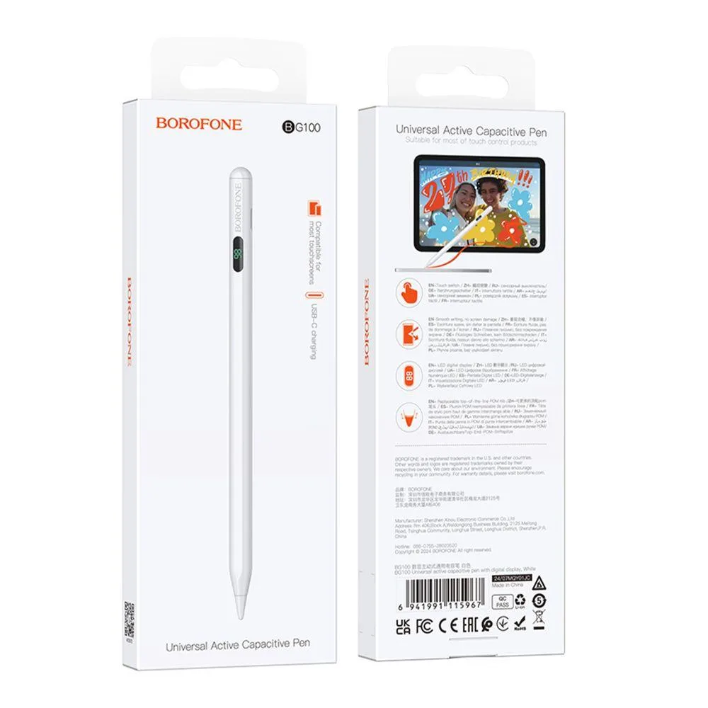 Стілус Borofone BG100 Universal Active Capacitive Pen Чорний
