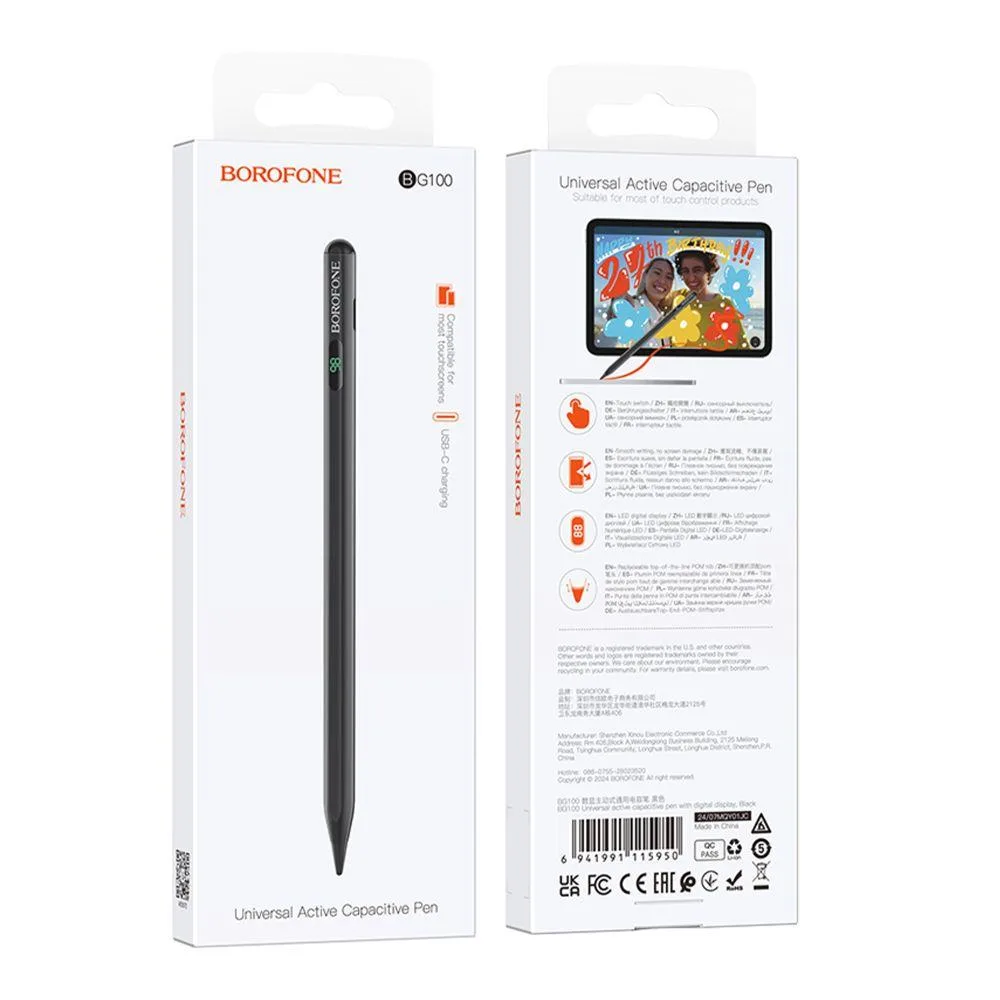 Стілус Borofone BG100 Universal Active Capacitive Pen Чорний