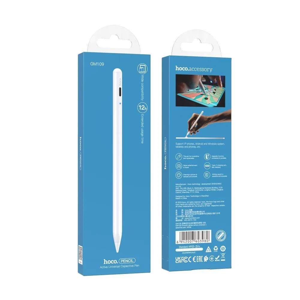 Стілус Hoco GM109 Smooth Active Universal Capacitive Pen Білий