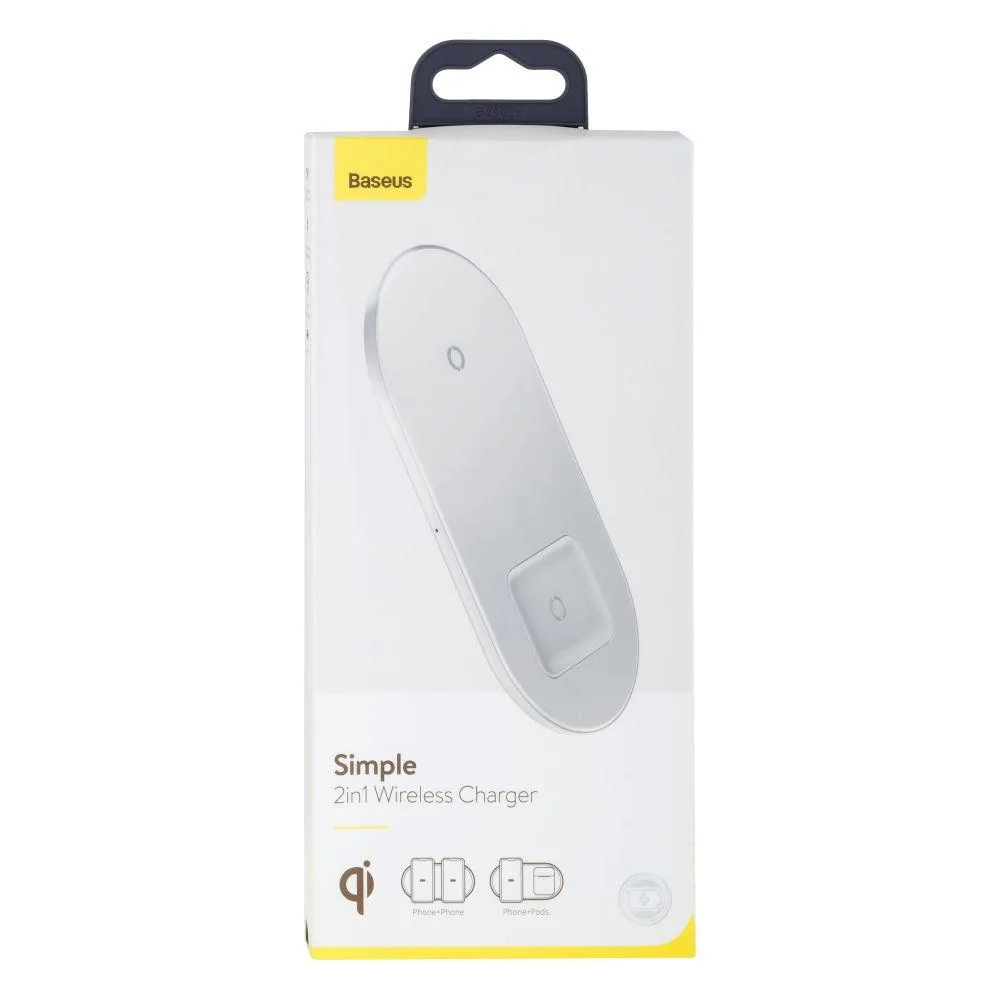 Бездротовий Зарядний Пристрій Baseus Simple 2in1 For Phones+Pods 15W WXJK 3.0A Колір Прозорий, A01