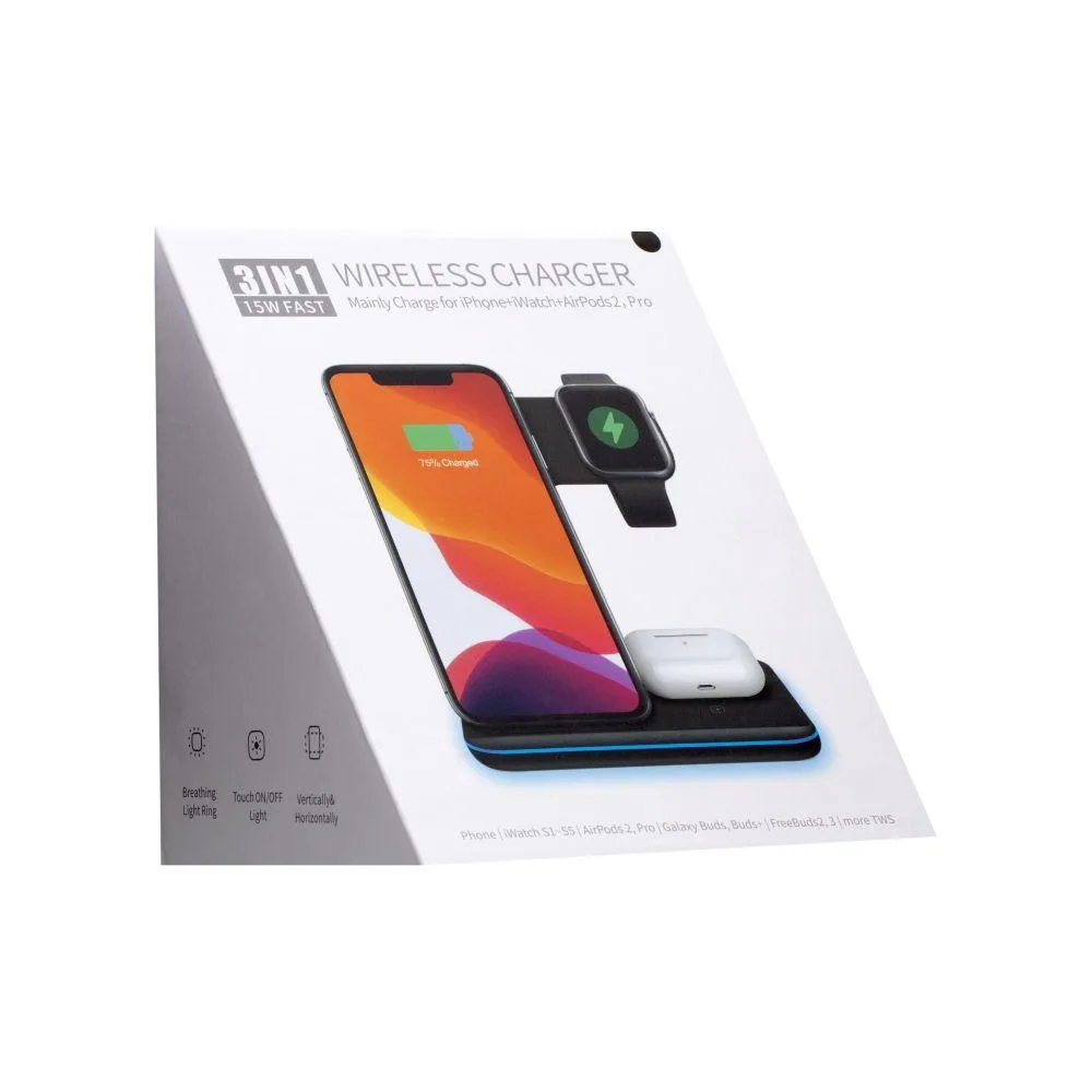 Бездротовий Зарядний Пристрій Fast Wireless Charger Z5A 3in1 2.0a Колір Бiлий