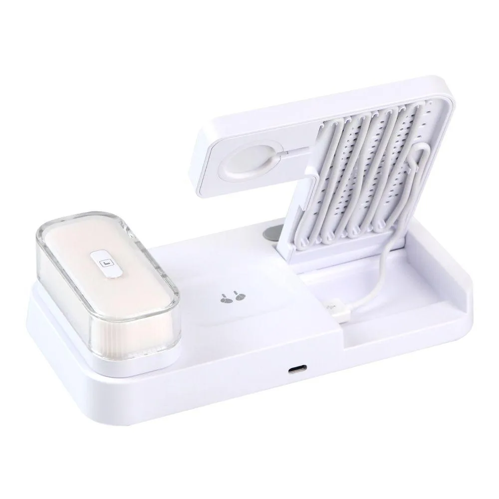 Бездротовий Зарядний Пристрій JJT-A37 5in1+Lamp/Alarm Clock 30W IP version Колір Бiлий
