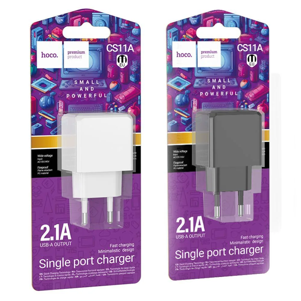 Мережевий Зарядний Пристрій Hoco CS11A 1USB 2.1A Чорний