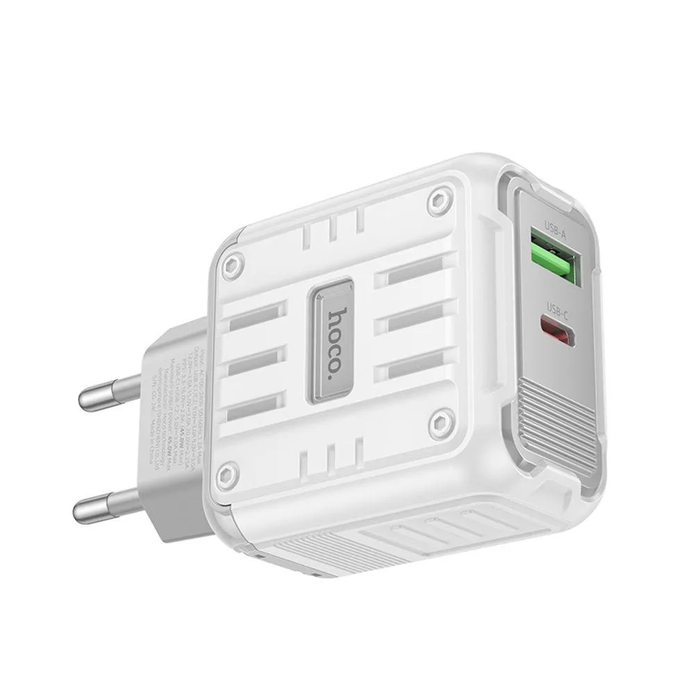 Мережевий Зарядний Пристрій Hoco C136A 1USB-C/1USB PD/QC 45W Бiлий