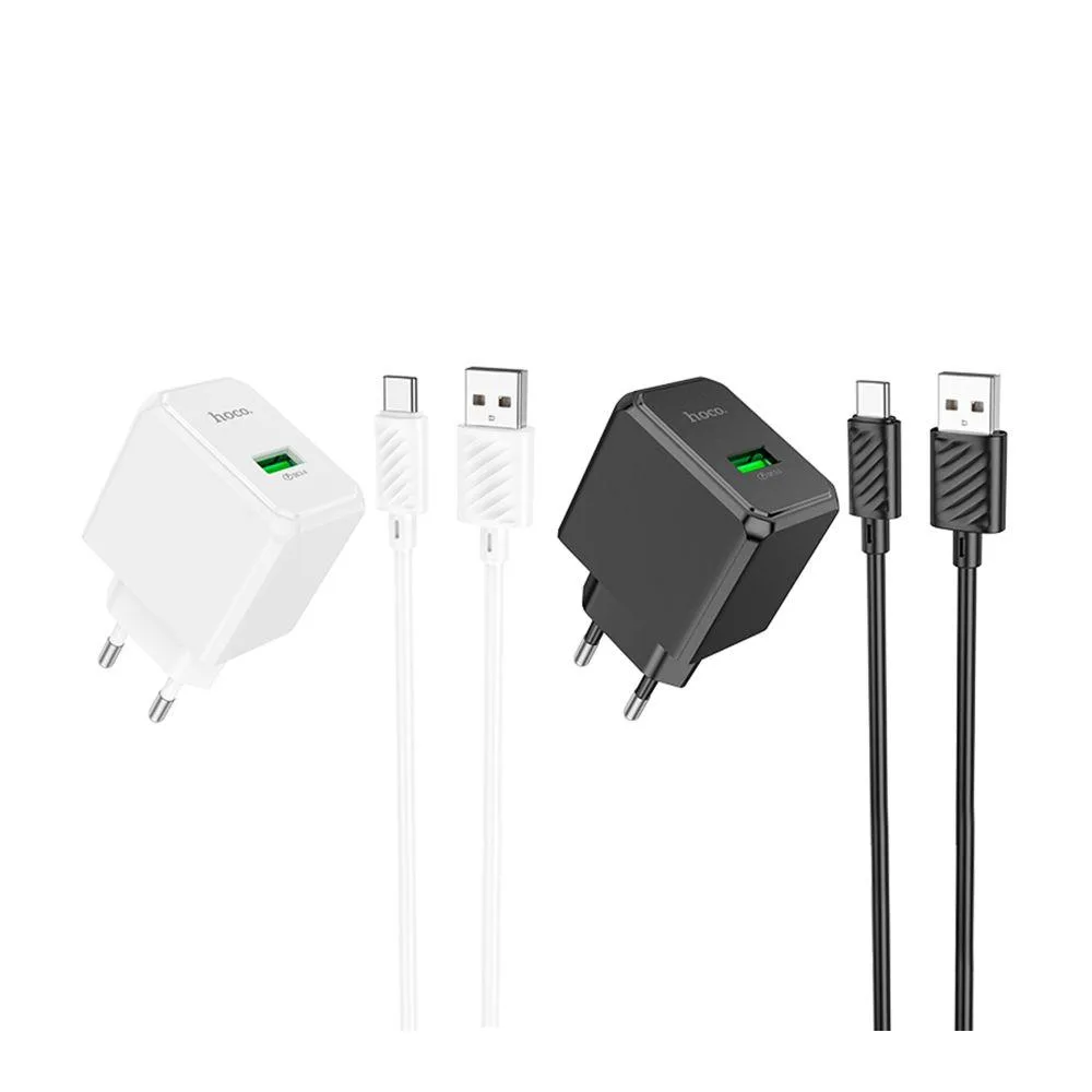 Мережевий Зарядний Пристрій Hoco CS12A 1USB QC 18W+USB to Type-C Колір Чорний