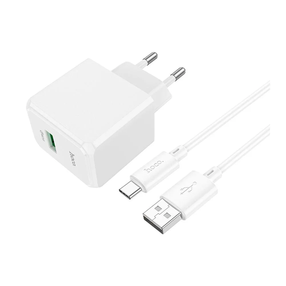 Мережевий Зарядний Пристрій Hoco CS12A 1USB QC 18W+USB to Type-C Колір Чорний