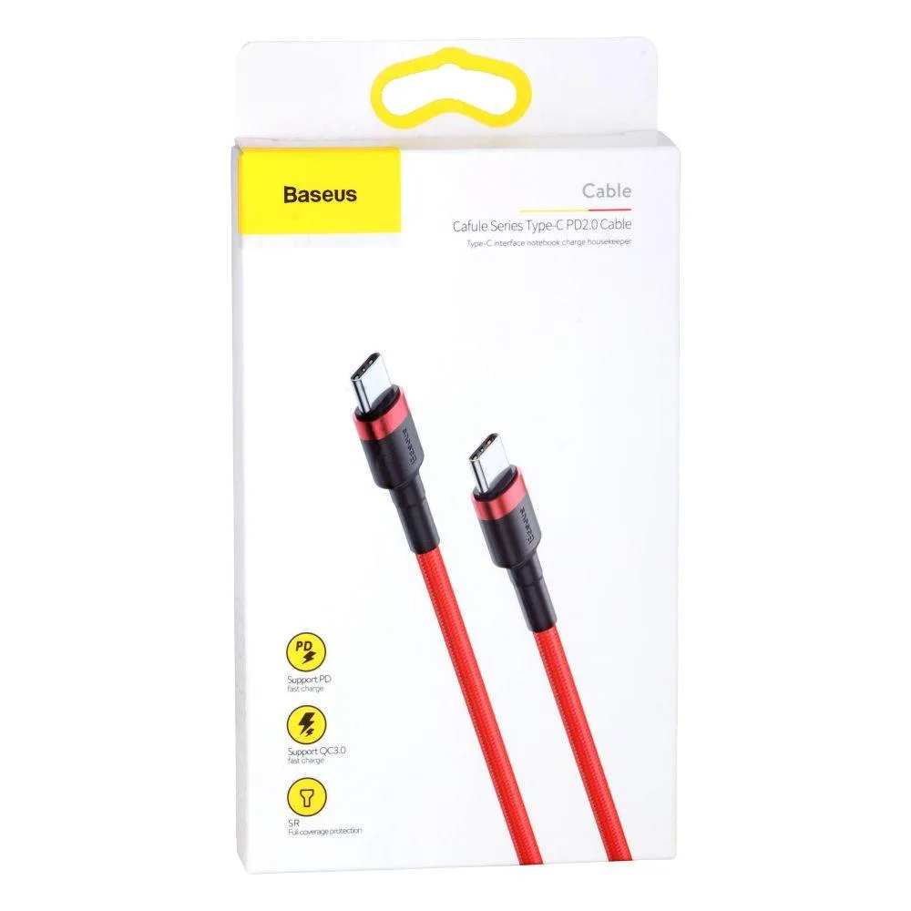 Кабель Baseus Type-C to Type-C QC3.0 60W 20V 3A 2m CATKLF-H Колір Червоно-Чорний, 91