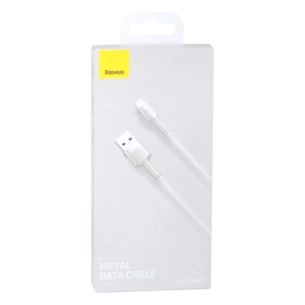 Кабель USB Baseus USB to Lightning 2.4A CALJK-A Колір Бiлий, 02