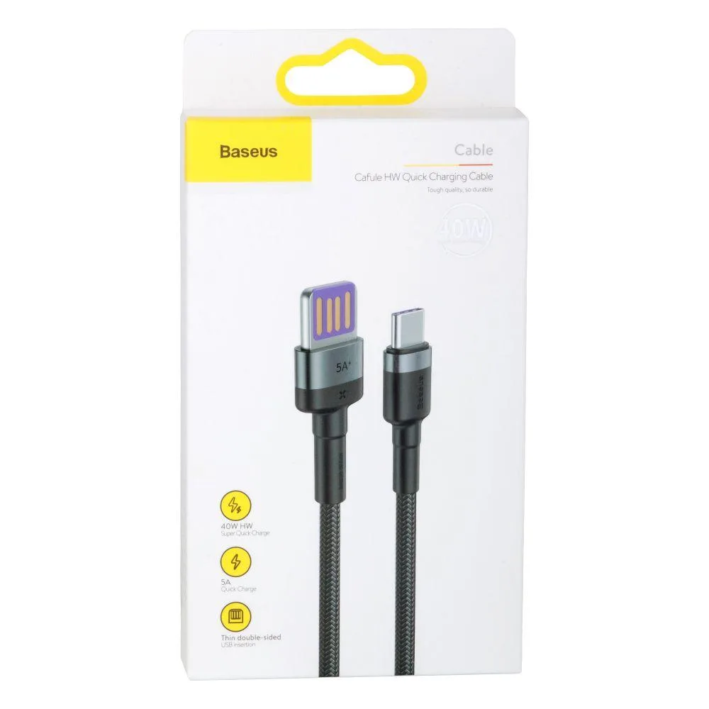 Кабель USB Baseus USB to Type-C 40W 5A CATKLF-P Колір Сiро-Чорний, G1