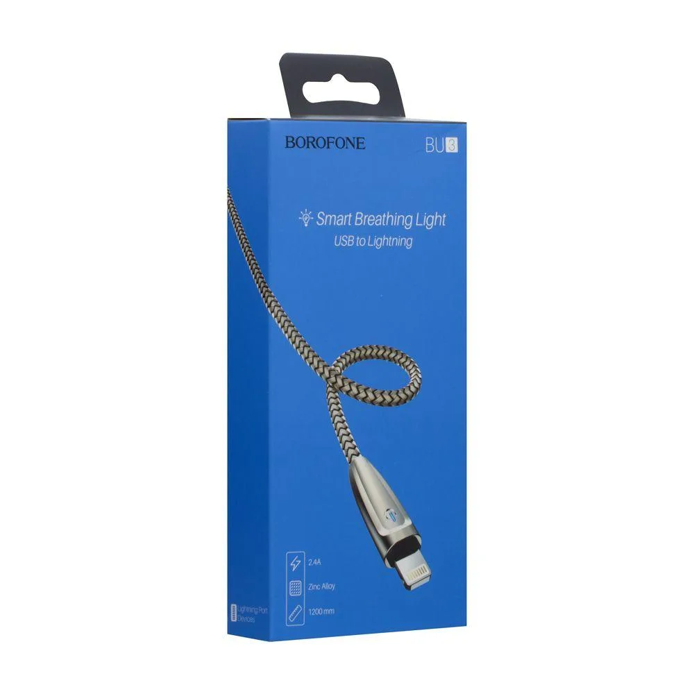 Кабель USB Borofone BU3 BlinkJet Lightning Колір Чорний
