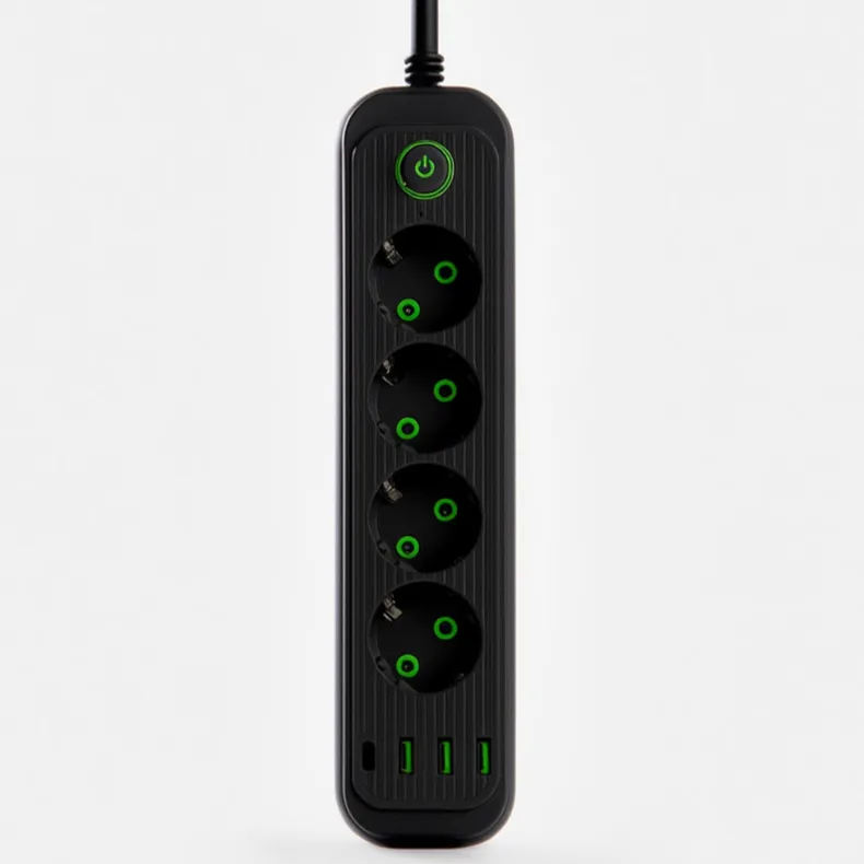Мережевий фільтр-подовжувач 4 розетки 3xUSB-A 1xUSB-C 3м чорний HP-5-38M