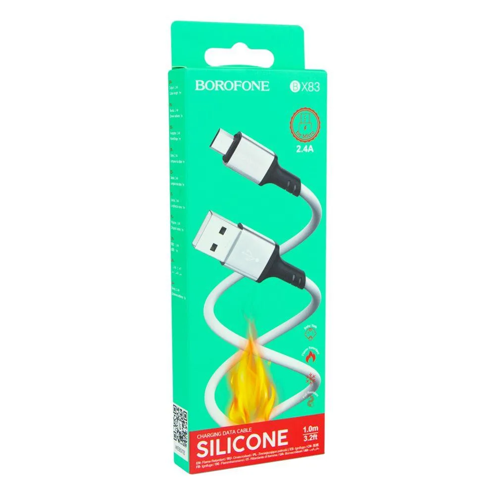 Кабель USB Borofone BX83 Silicone Micro 2.4A Колір Чорний