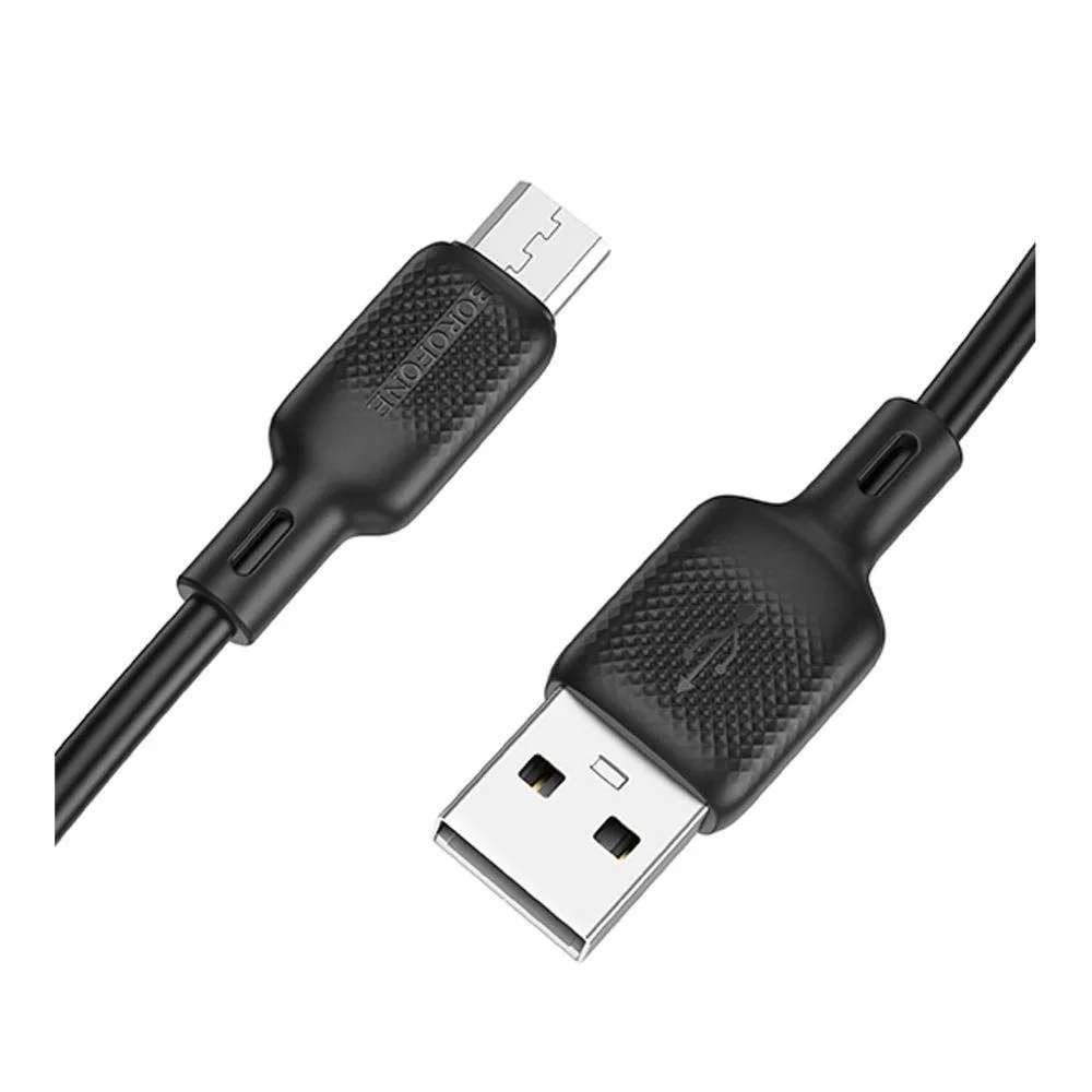 Кабель USB Borofone BX113 Silicone Micro 2.4A 3m Чорний