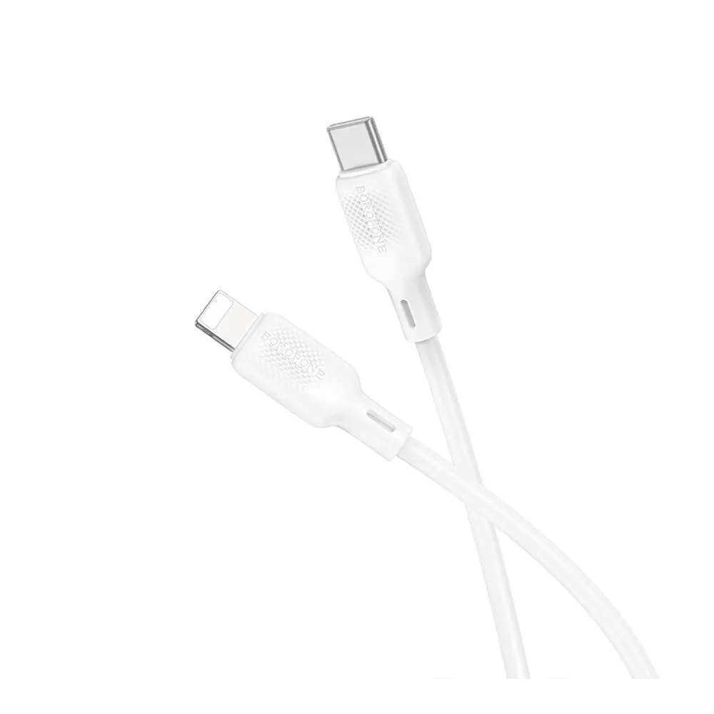 Кабель USB Borofone BX113 Silicone Type-C to Lightning PD27W Бiлий