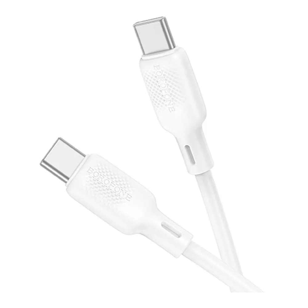 Кабель USB Borofone BX113 Silicone Type-C to Type-C 60W Бiлий