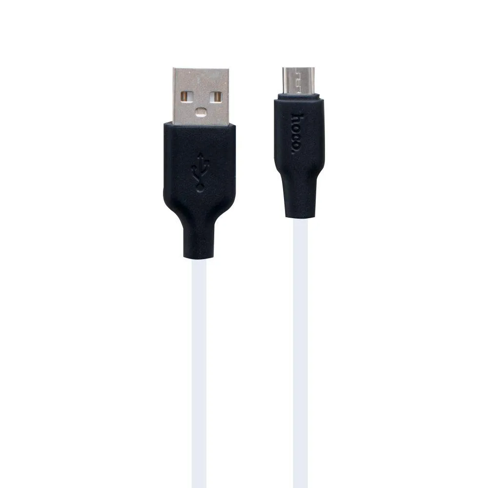 Кабель USB Hoco X21 Plus Silicone Micro Чорно-Білий