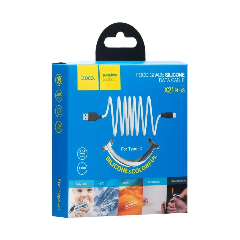 Кабель USB Hoco X21 Plus Silicone Type-C Чорно-Червоний