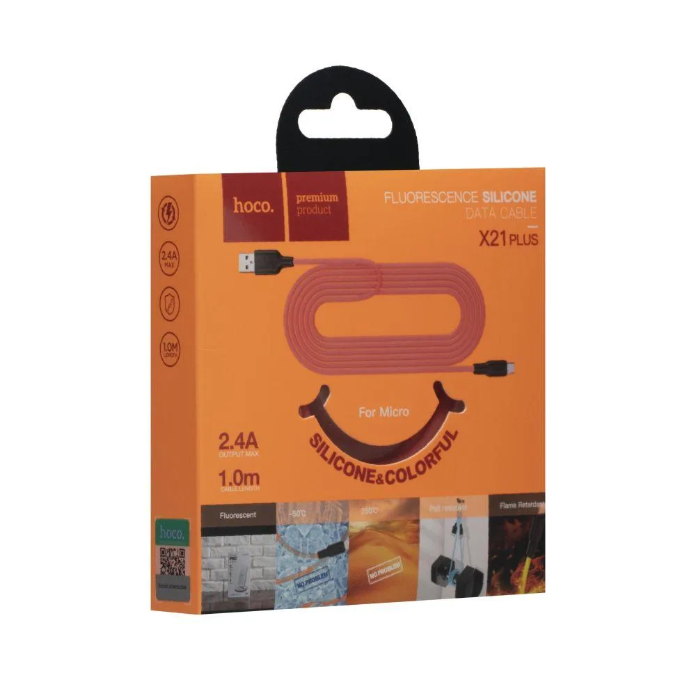 Кабель USB Hoco X21 Plus Fluorescent Micro Колір Синiй