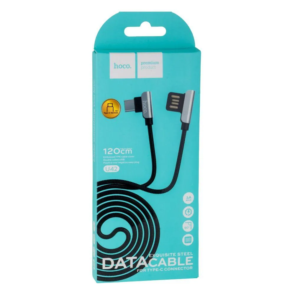Кабель USB Hoco U42 Exquisite Steel Type-C 3A 1.2m Колір Чорний