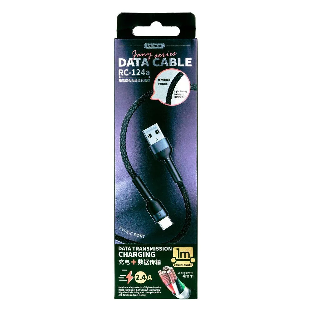 Кабель USB Remax RC-124a Jany Type-C Колір Чорний