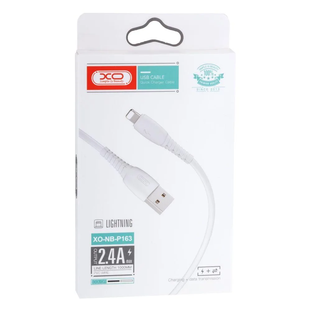 Кабель USB XO NB-P163 2.4A USB Lightning Колір Бiлий