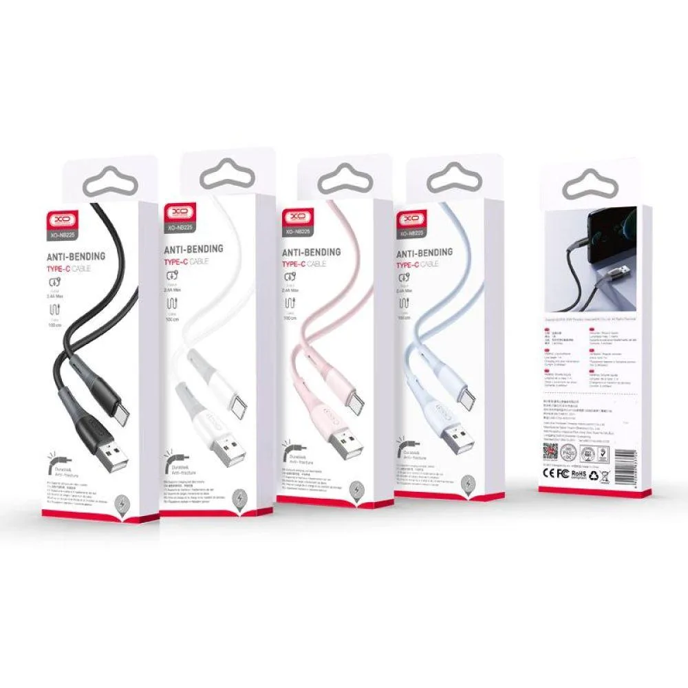 Кабель USB XO NB225 Silicone two-color Type C Колір Чорний