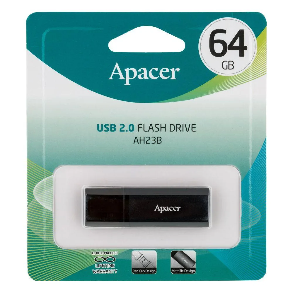 USB флеш-накопичувач Apacer AH23B 64gb Колір Чорний