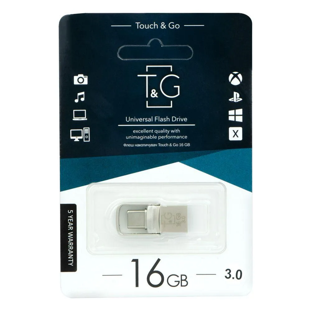 USB OTG флеш-накопичувач -Type C 16GB T&G металева серія 104 Колір Сталевий