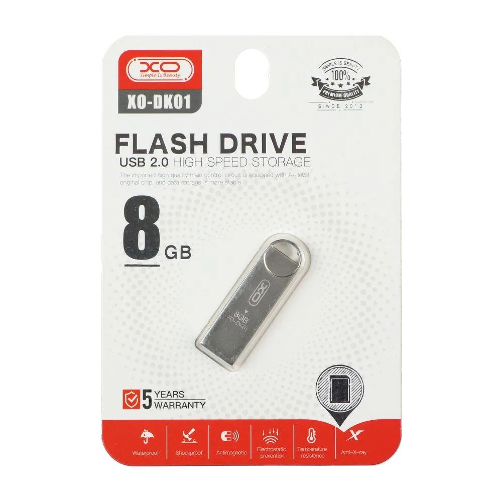 USB флеш-накопичувач XO DK01 USB2.0 8GB Колір Сталевий