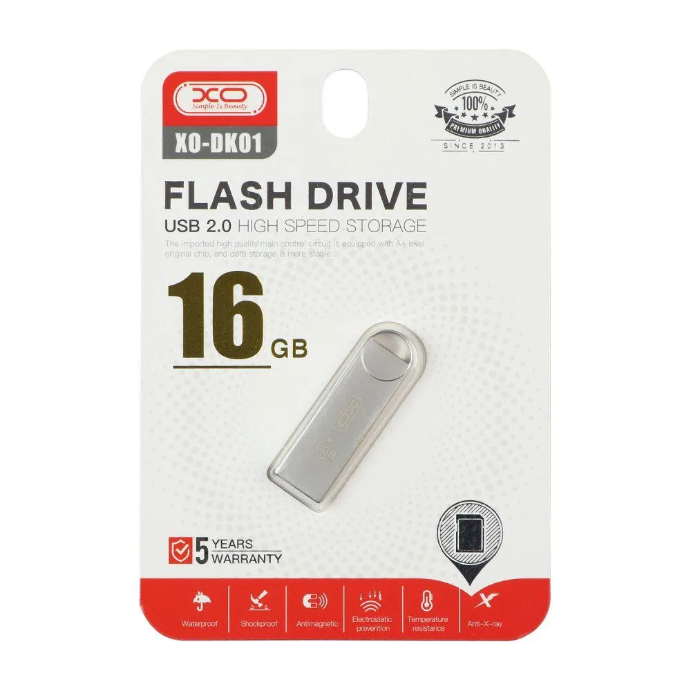 USB флеш-накопичувач XO DK01 USB2.0 16GB Колір Сталевий